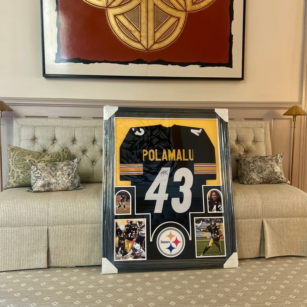 Framed Troy Polamalu Steelers Signed Sports Jersey (Beckett Authenticated)
